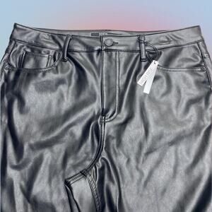 STITCH STAR Women’s 16 Black Faux Leather Pant High Rise Flare